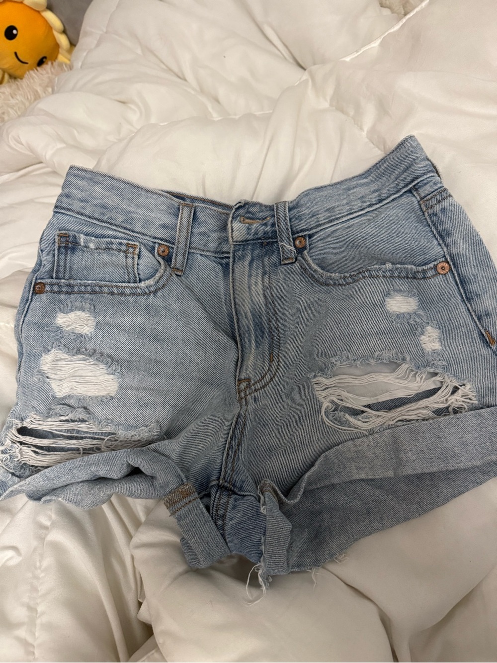 Aeropostale Light Blue Distressed Denim Jean Shorts